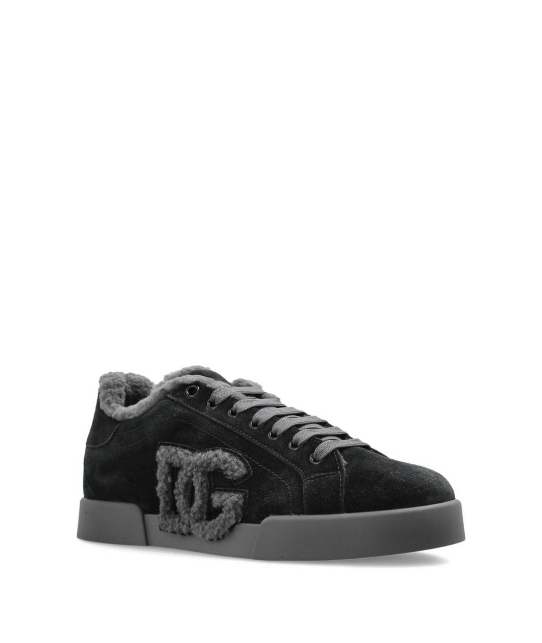 DOLCE&GABBANA Черные замшевые кеды, фото 4
