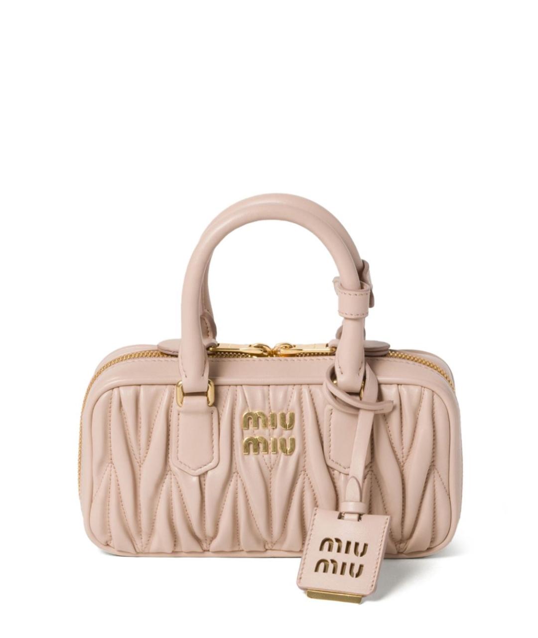 MIU MIU Бежевая кожаная сумка с короткими ручками, фото 1