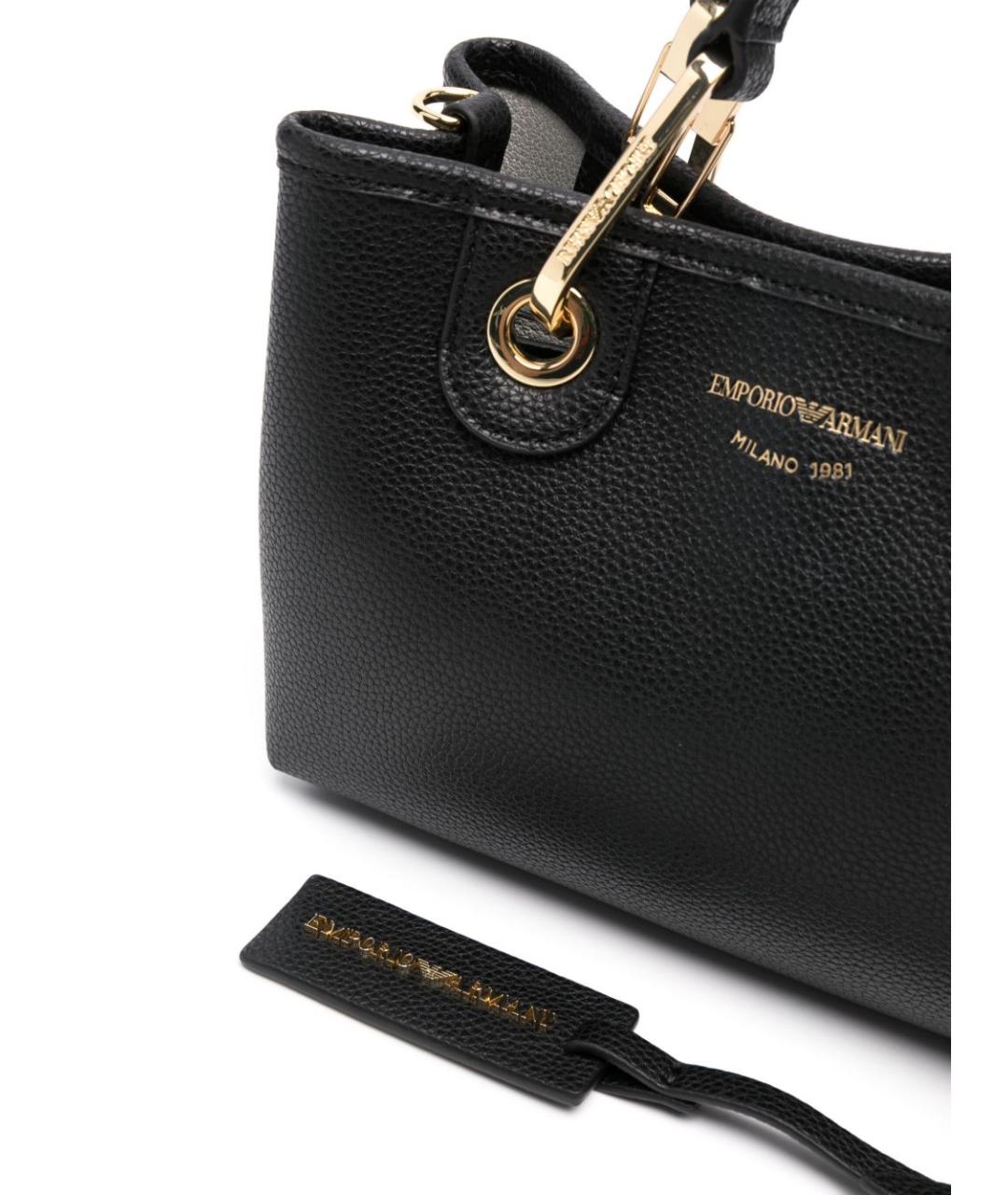 EMPORIO ARMANI Черная сумка тоут из искусственной кожи, фото 2