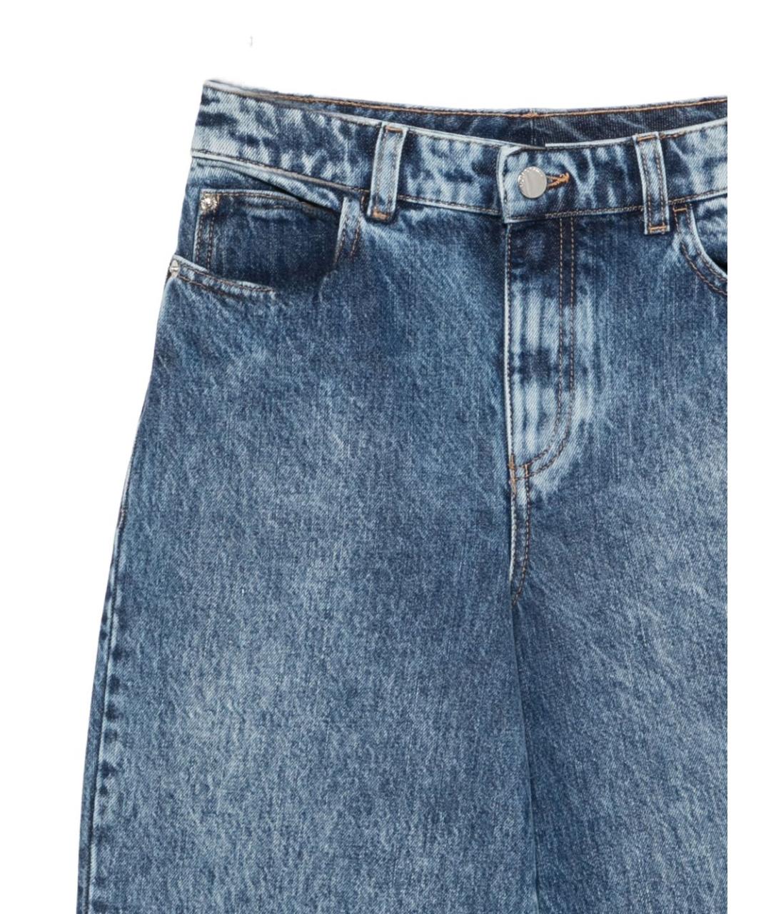 EMPORIO ARMANI Голубые хлопковые прямые джинсы, фото 3