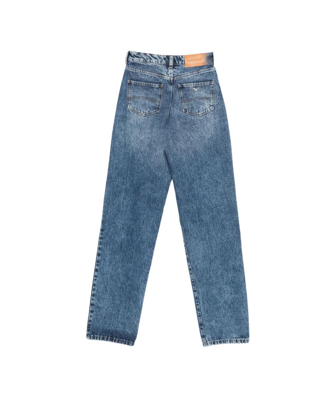 EMPORIO ARMANI Голубые хлопковые прямые джинсы, фото 2