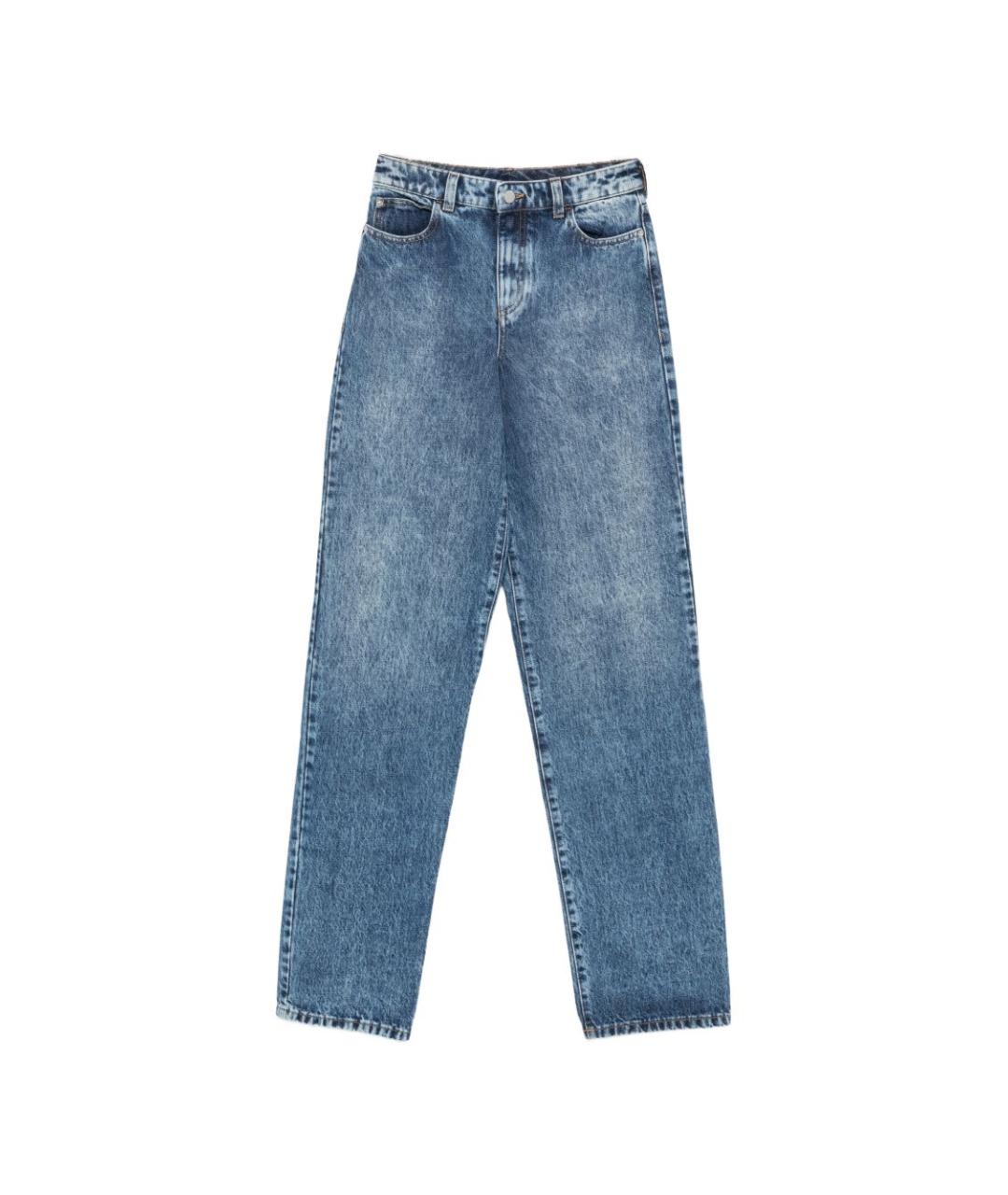 EMPORIO ARMANI Голубые хлопковые прямые джинсы, фото 1