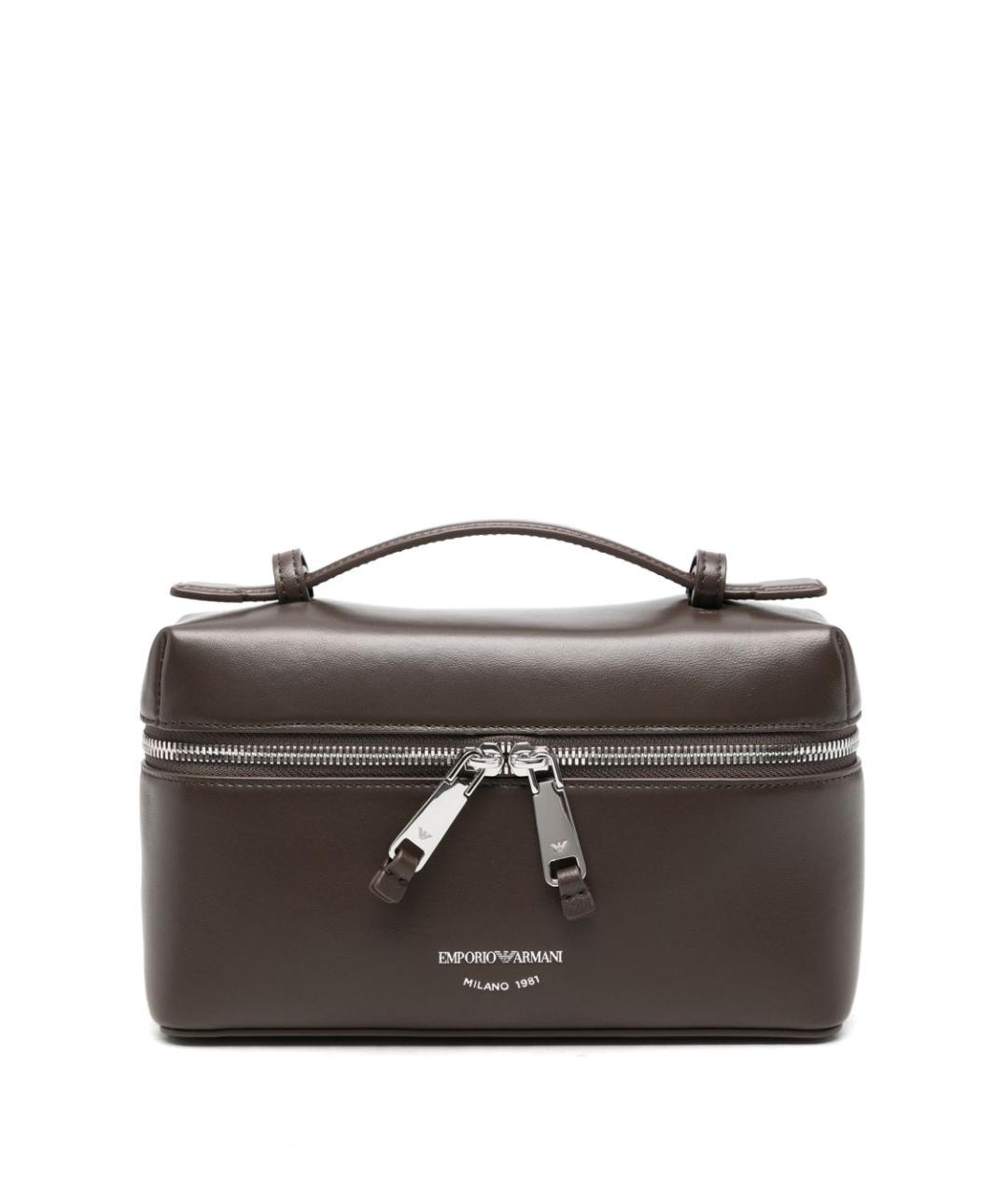 EMPORIO ARMANI Серая кожаная сумка с короткими ручками, фото 1