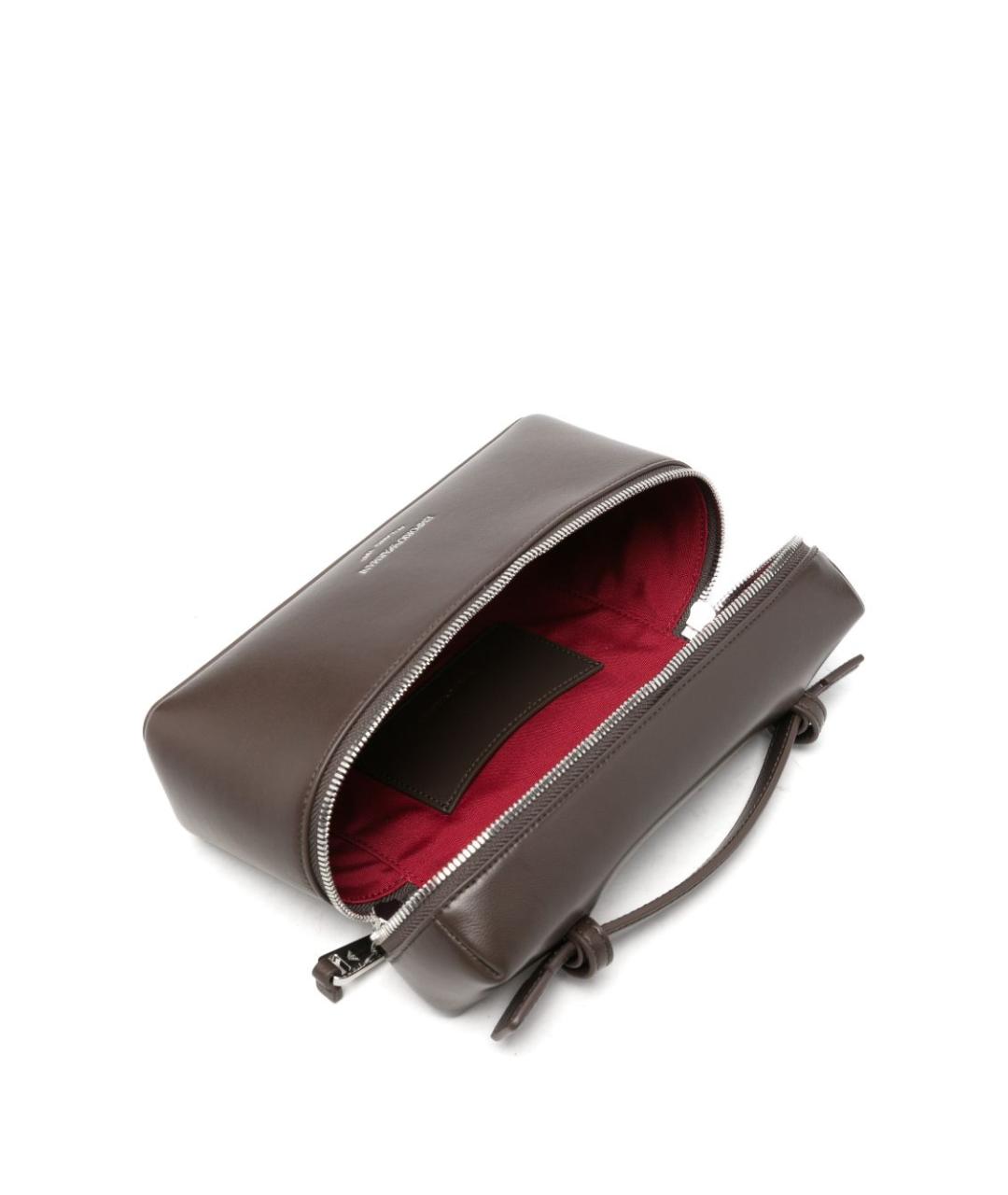 EMPORIO ARMANI Серая кожаная сумка с короткими ручками, фото 3