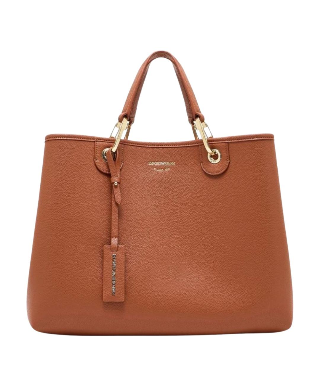EMPORIO ARMANI Коричневая сумка тоут из искусственной кожи, фото 1