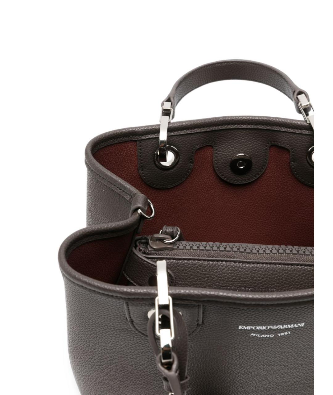 EMPORIO ARMANI Серая сумка тоут из искусственной кожи, фото 3