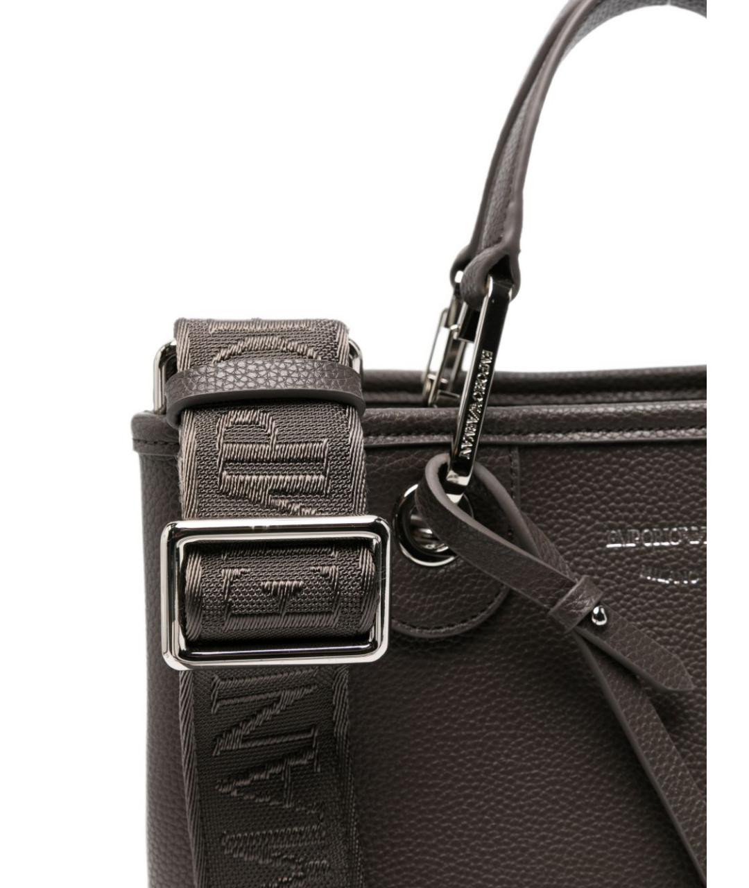 EMPORIO ARMANI Серая сумка тоут из искусственной кожи, фото 4