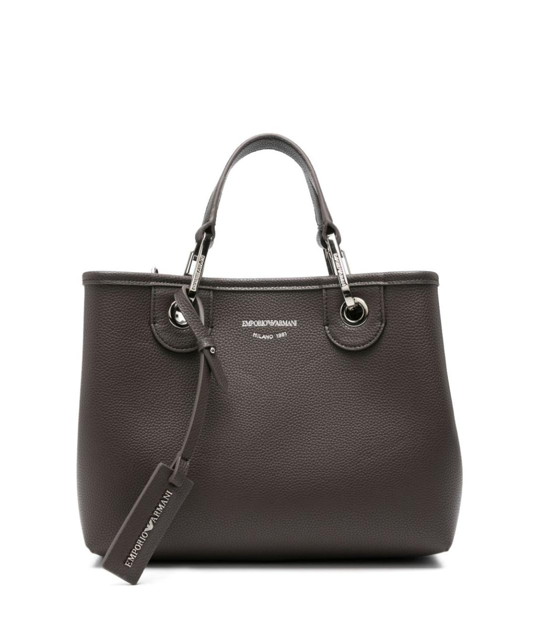 EMPORIO ARMANI Серая сумка тоут из искусственной кожи, фото 1