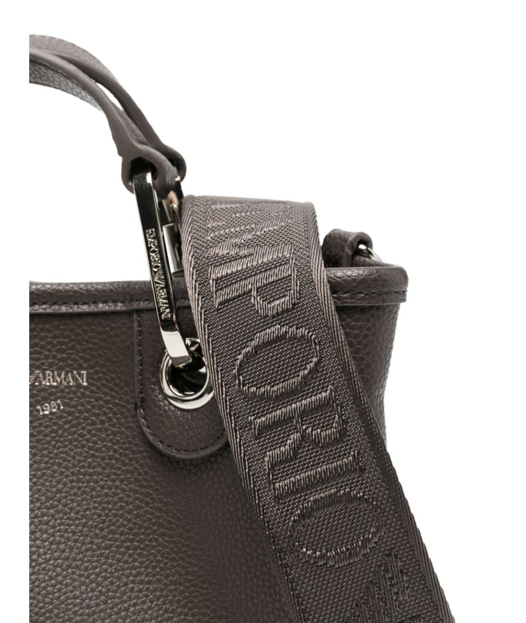EMPORIO ARMANI Серая сумка тоут из искусственной кожи, фото 4