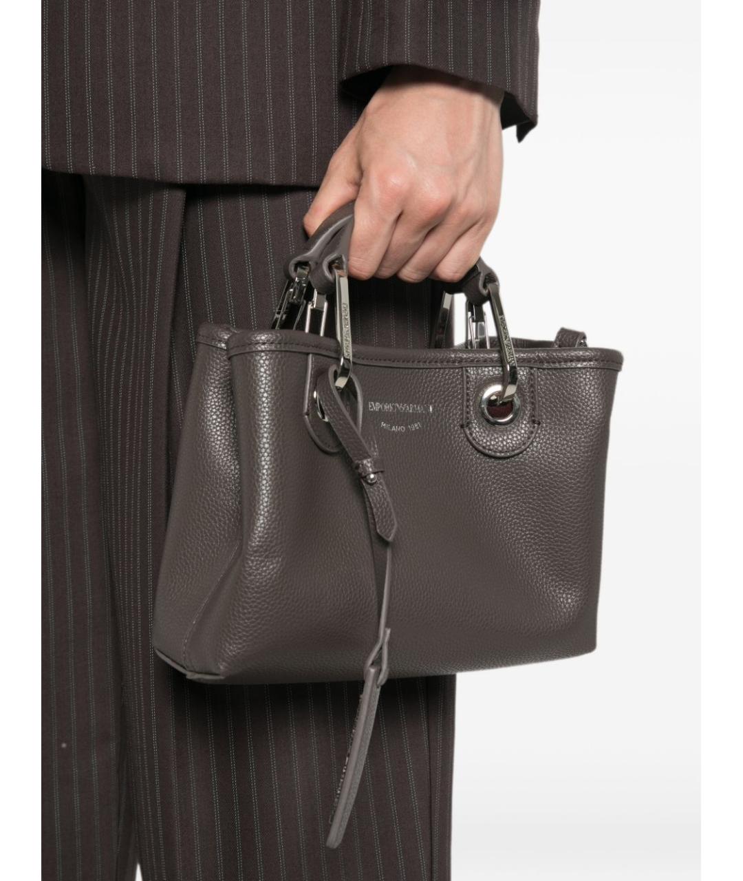 EMPORIO ARMANI Серая сумка тоут из искусственной кожи, фото 2
