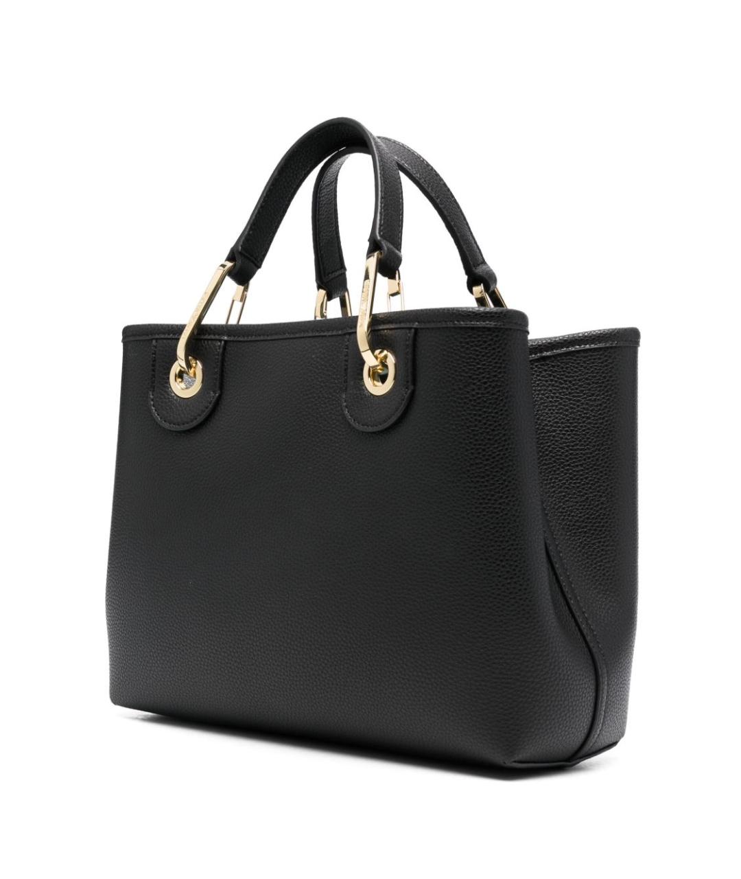EMPORIO ARMANI Черная сумка тоут из искусственной кожи, фото 3