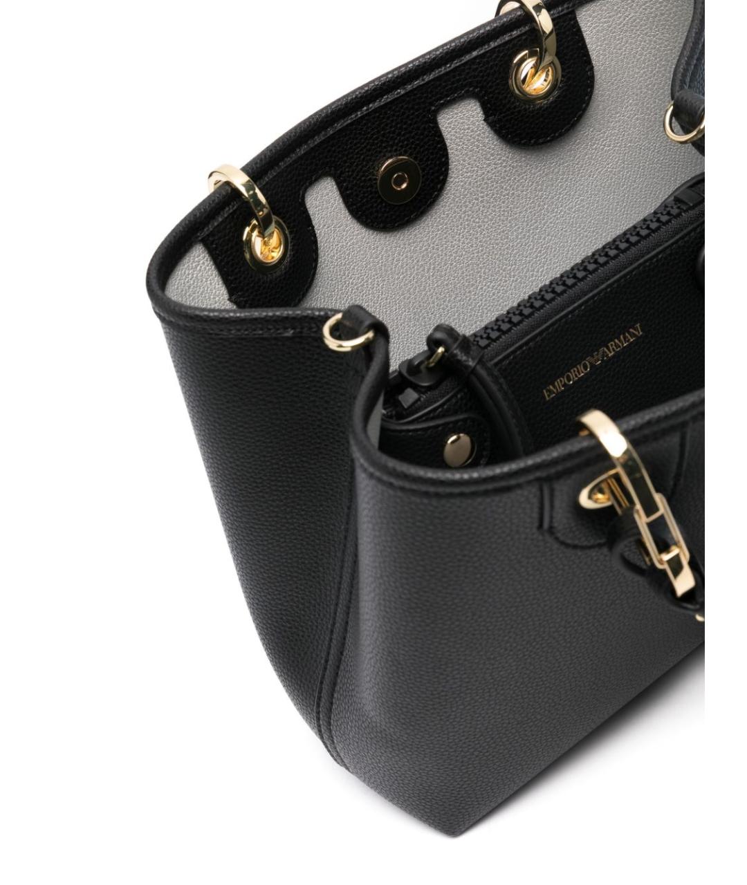 EMPORIO ARMANI Черная сумка тоут из искусственной кожи, фото 2