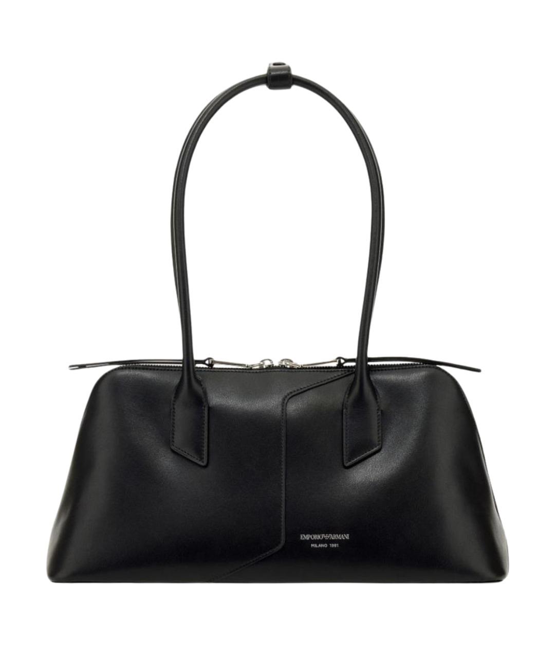 EMPORIO ARMANI Черная кожаная сумка тоут, фото 1