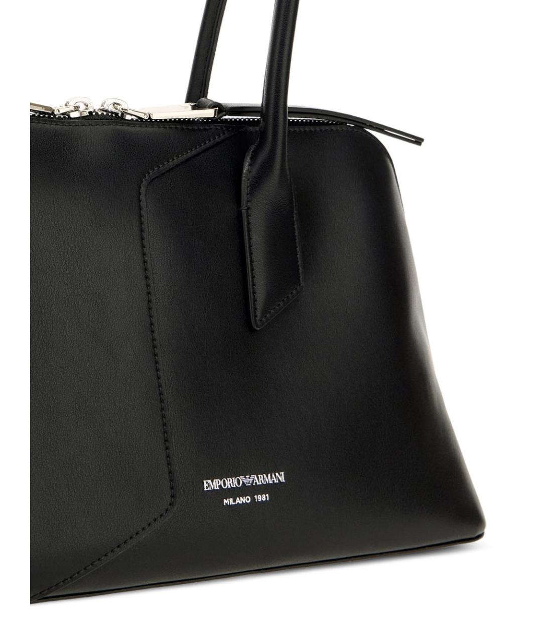 EMPORIO ARMANI Черная кожаная сумка тоут, фото 5