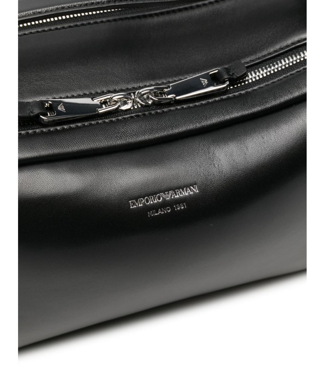 EMPORIO ARMANI Черная кожаная сумка через плечо, фото 5