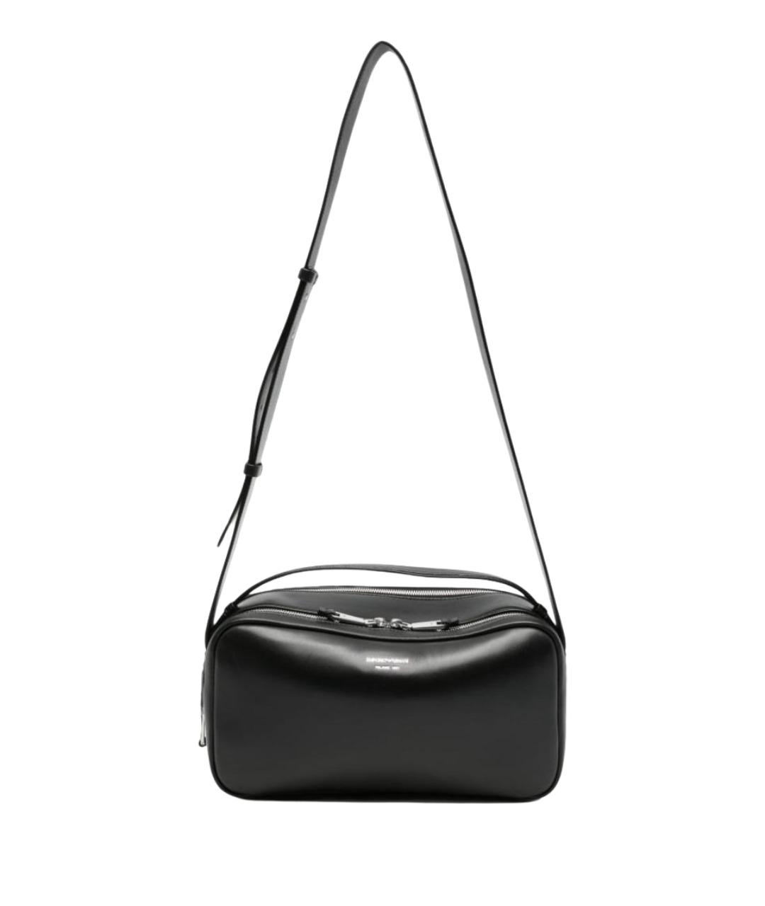 EMPORIO ARMANI Черная кожаная сумка через плечо, фото 1