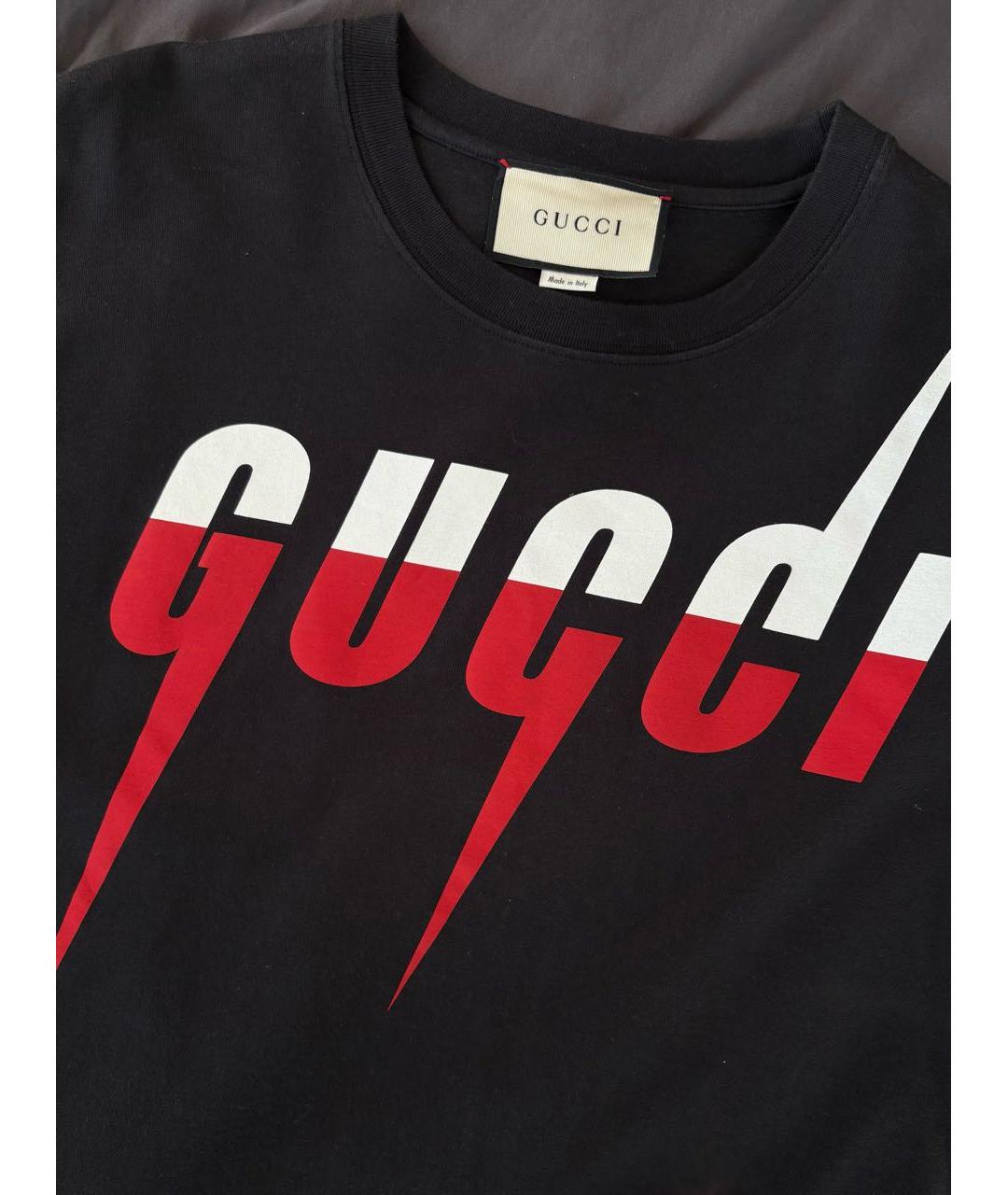 GUCCI Черная хлопковая футболка, фото 4