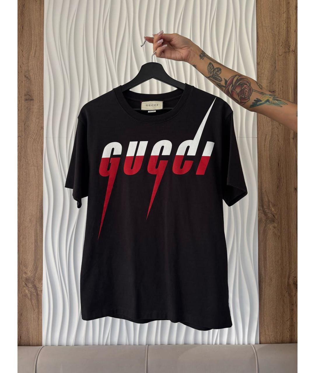 GUCCI Черная хлопковая футболка, фото 3