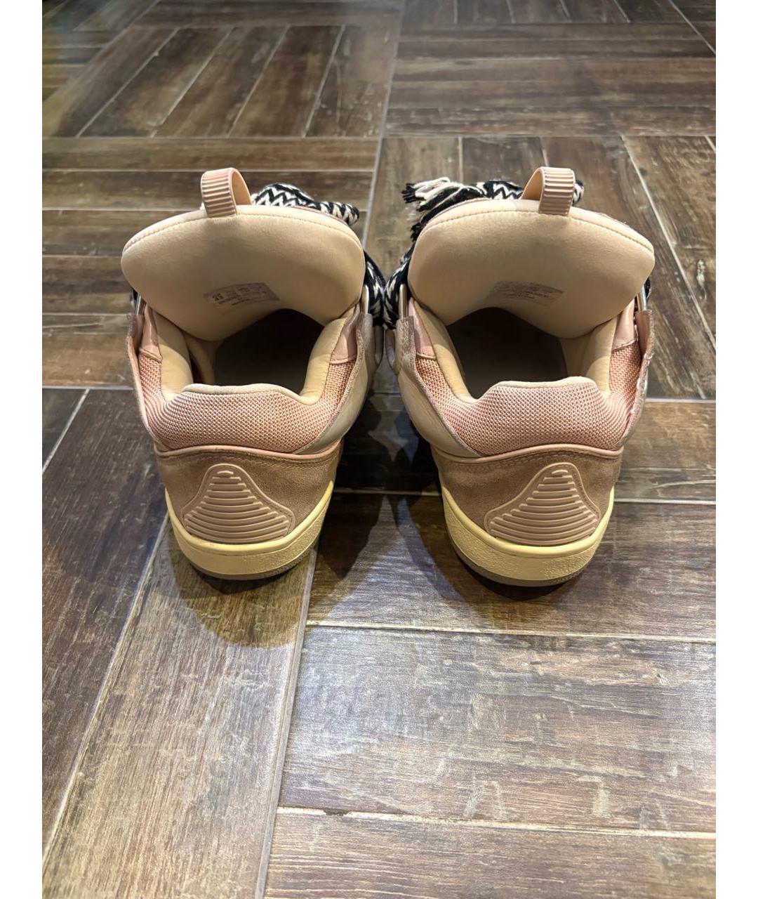 LANVIN Бежевые нубуковые низкие кроссовки / кеды, фото 4