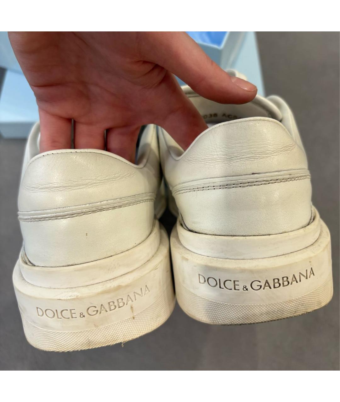 DOLCE&GABBANA Белые кожаные кроссовки, фото 4