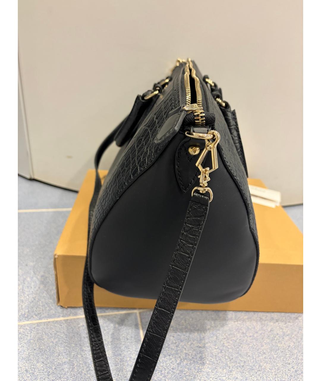 MAX MARA Черная сумка тоут из кожи крокодила, фото 2