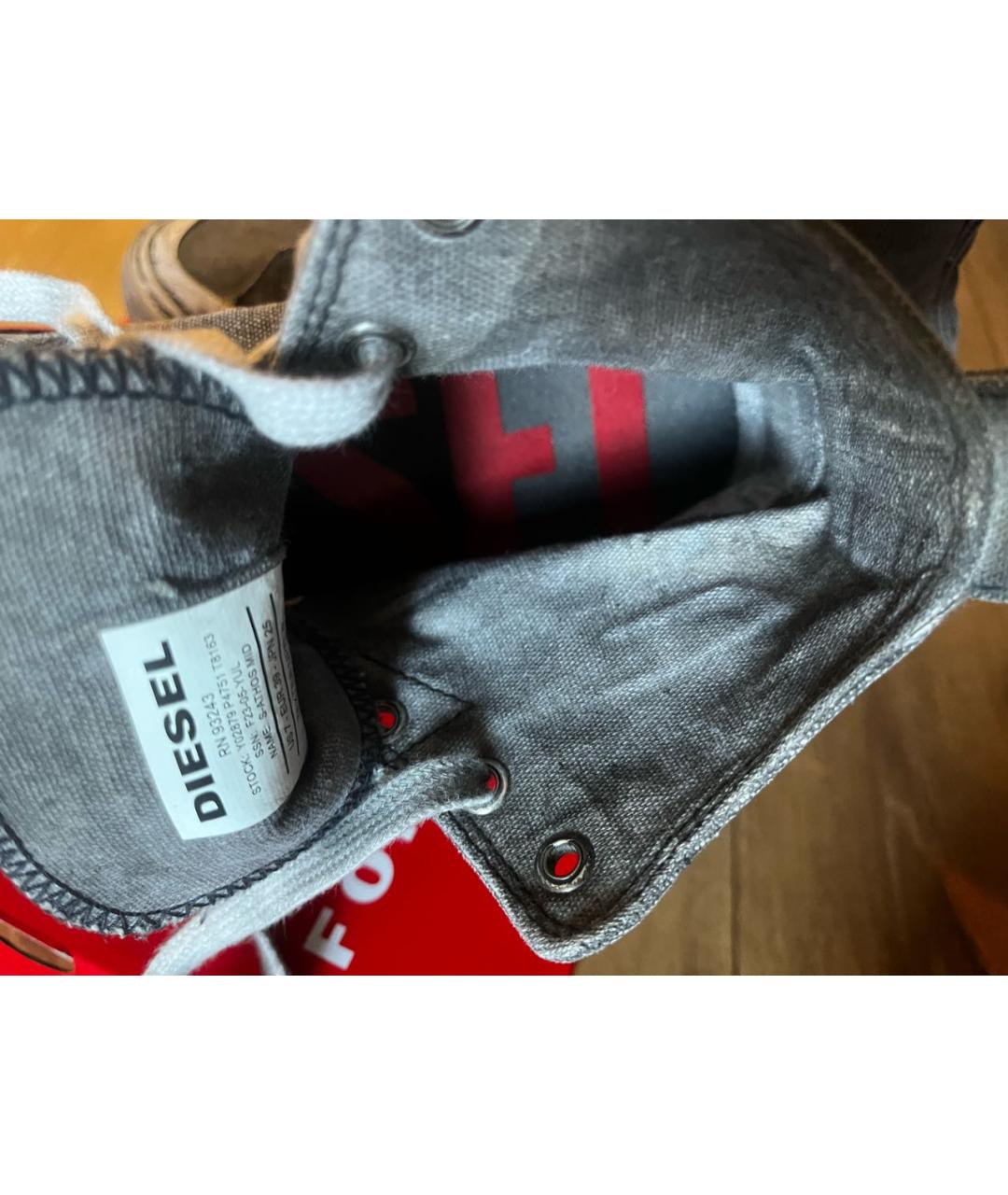 DIESEL Антрацитовые текстильные кеды, фото 7