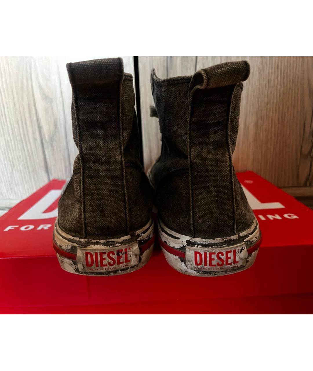 DIESEL Антрацитовые текстильные кеды, фото 4