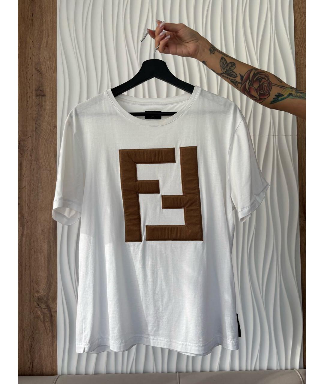 FENDI Белая хлопковая футболка, фото 4