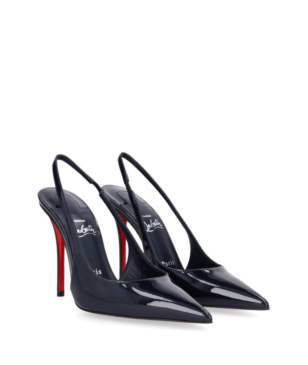 CHRISTIAN LOUBOUTIN Темно-синие кожаные туфли, фото 2