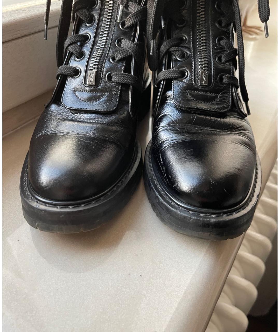 SAINT LAURENT Черные ботинки из лакированной кожи, фото 4