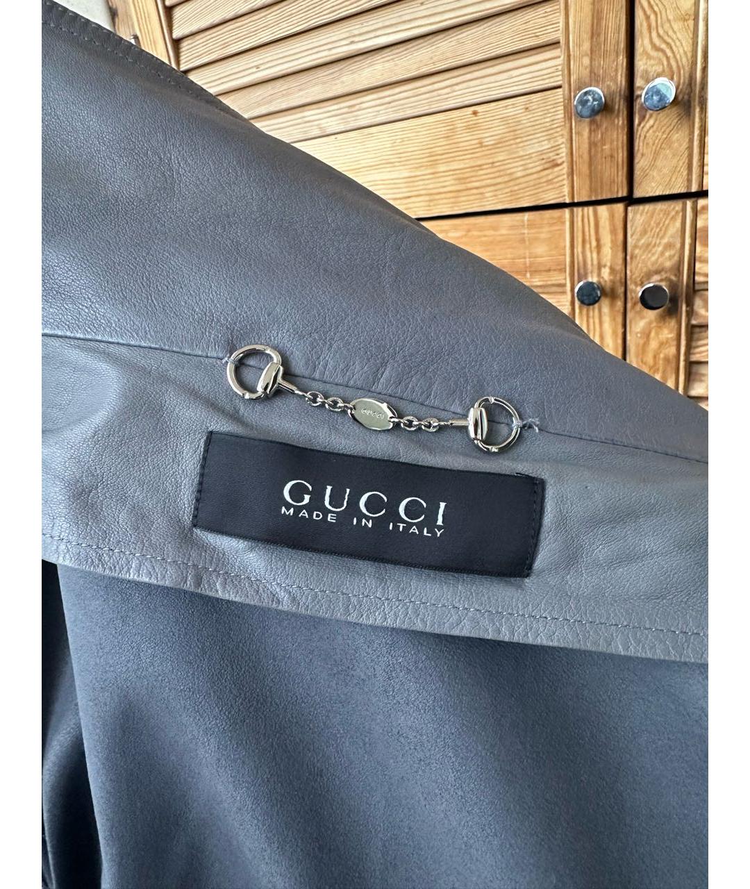 GUCCI Антрацитовая кожаная куртка, фото 3