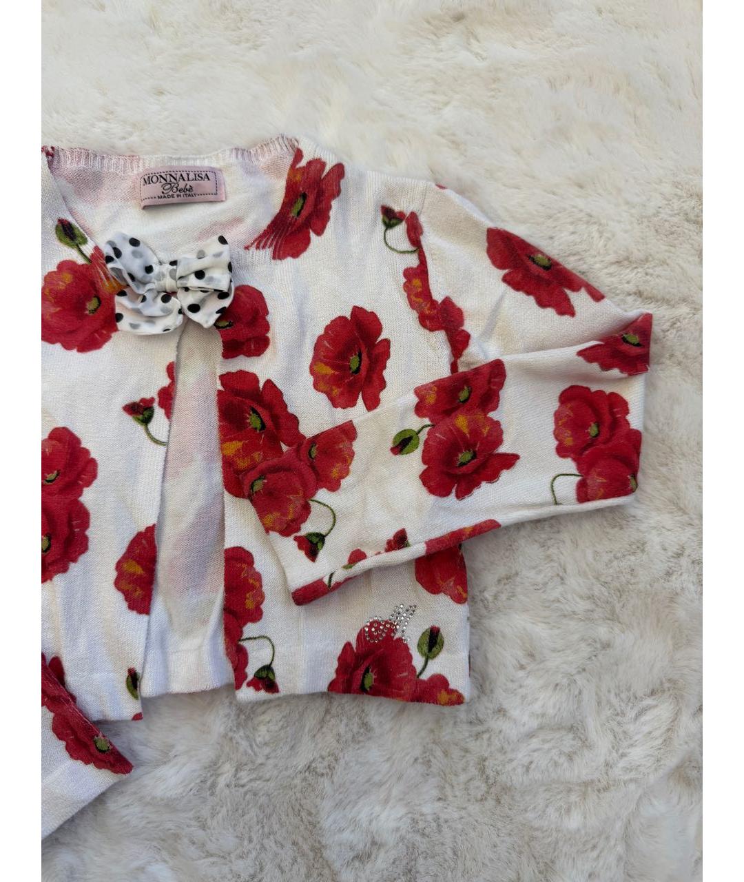 MONNALISA Белая хлопковая блузка для девочек, фото 2