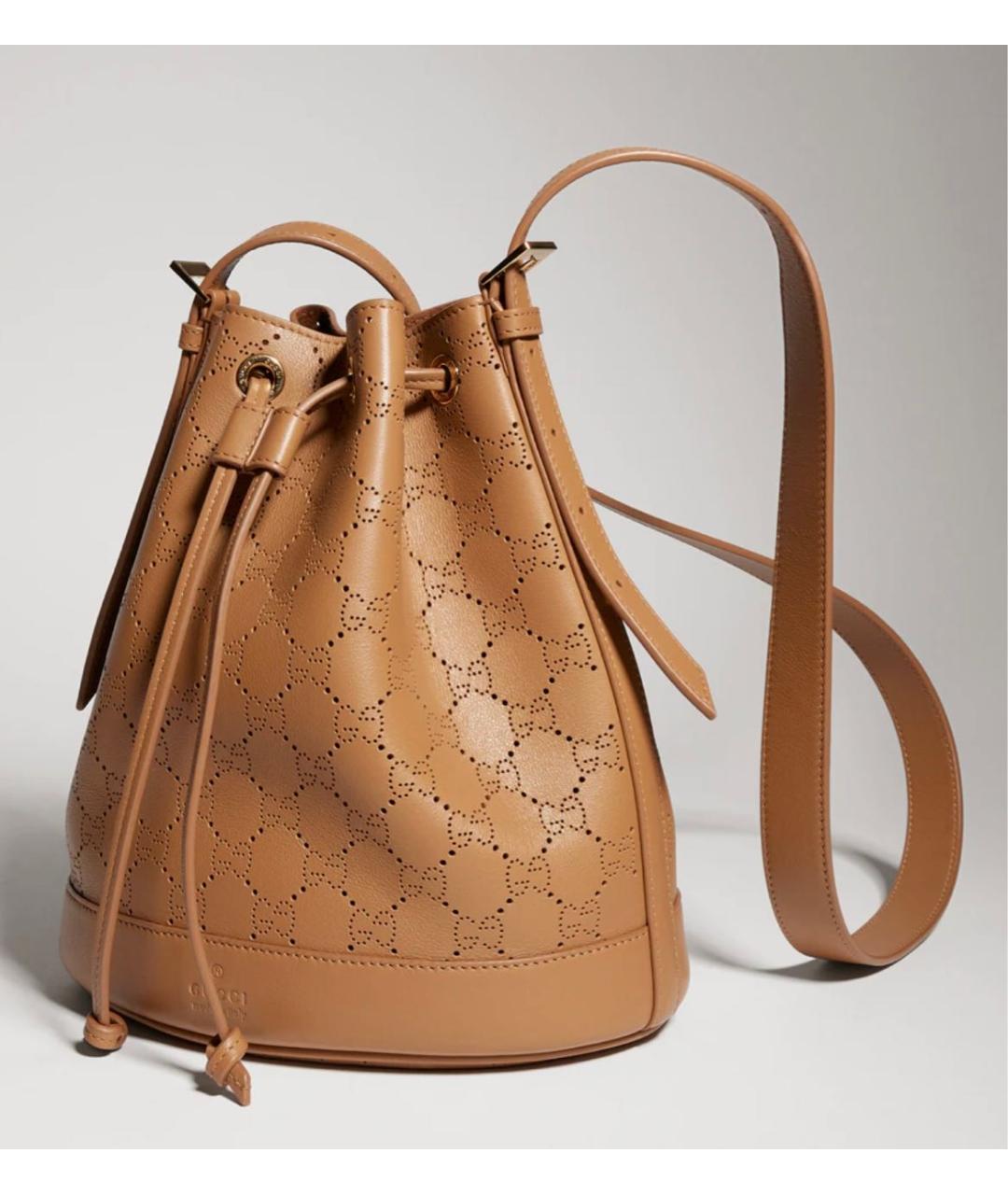 GUCCI Коричневая кожаная сумка через плечо, фото 5