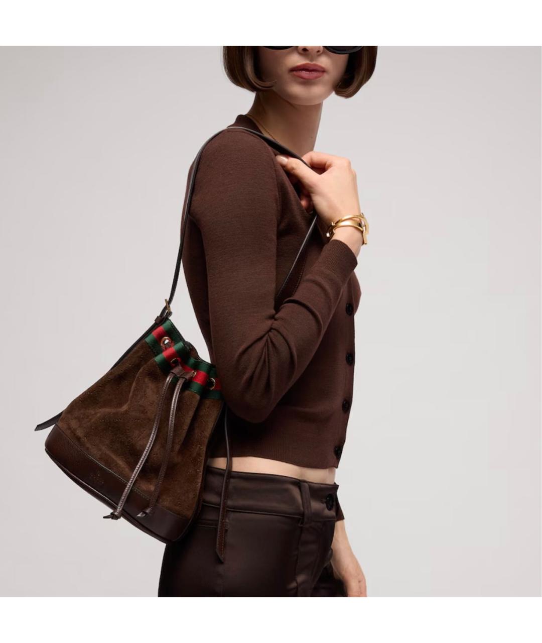 GUCCI Коричневая замшевая сумка через плечо, фото 3