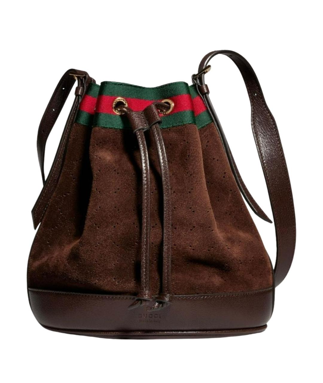 GUCCI Коричневая замшевая сумка через плечо, фото 1