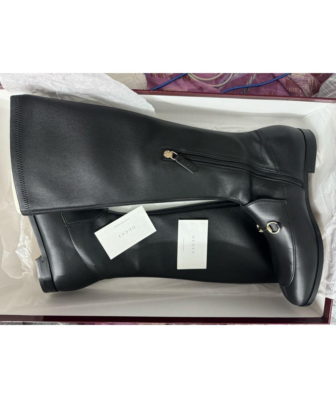 GUCCI Черные кожаные сапоги, фото 5
