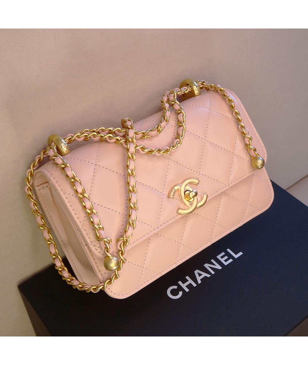 CHANEL Розовая кожаная сумка через плечо, фото 2