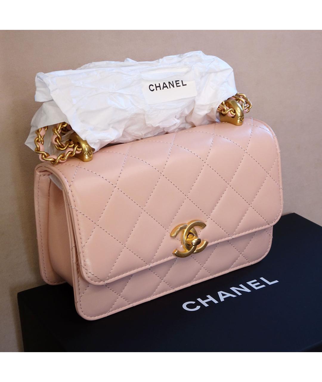 CHANEL Розовая кожаная сумка через плечо, фото 8
