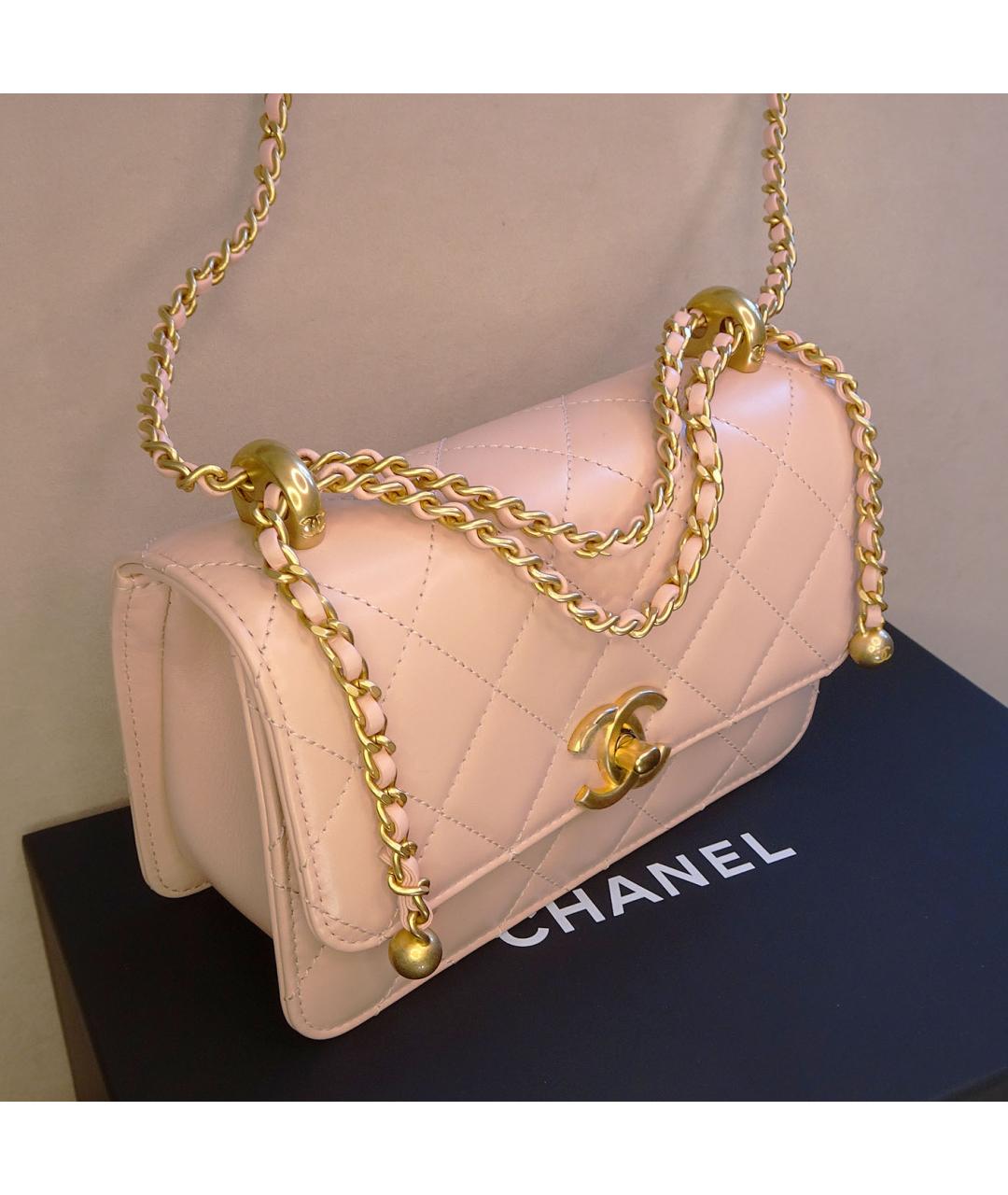 CHANEL Розовая кожаная сумка через плечо, фото 3