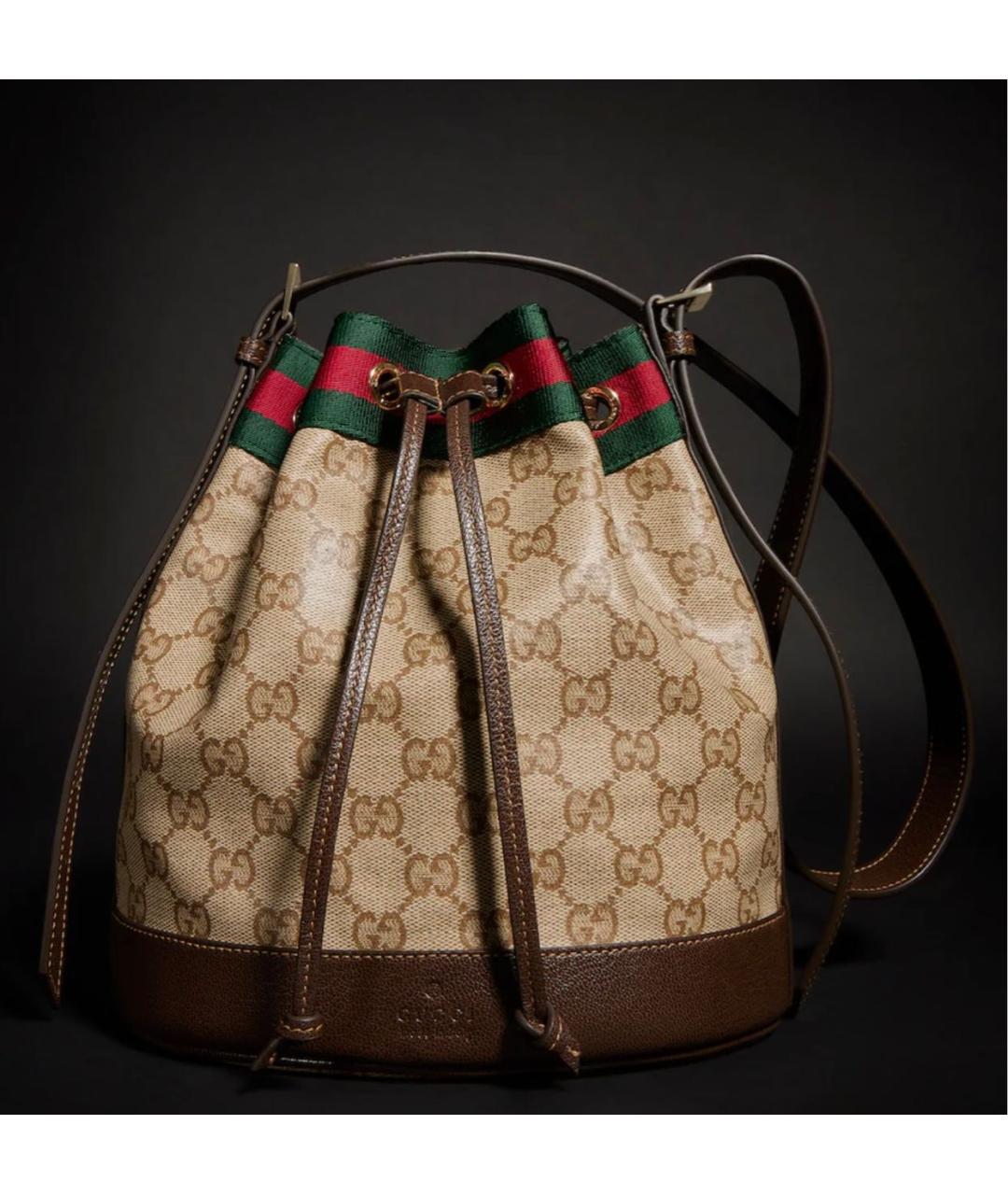 GUCCI Бежевая сумка через плечо из канвы, фото 5