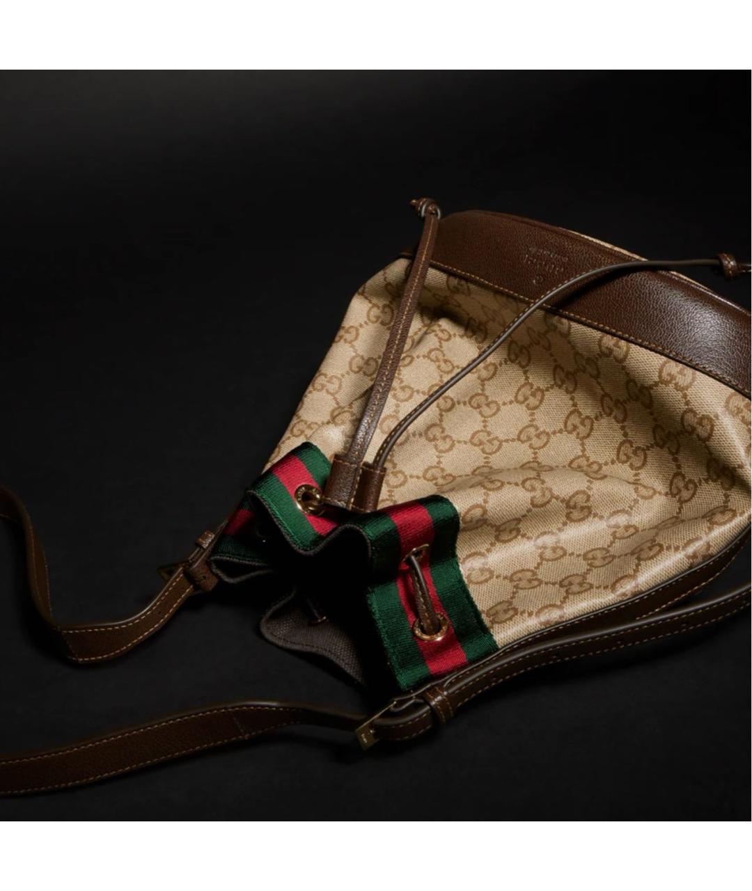 GUCCI Бежевая сумка через плечо из канвы, фото 2