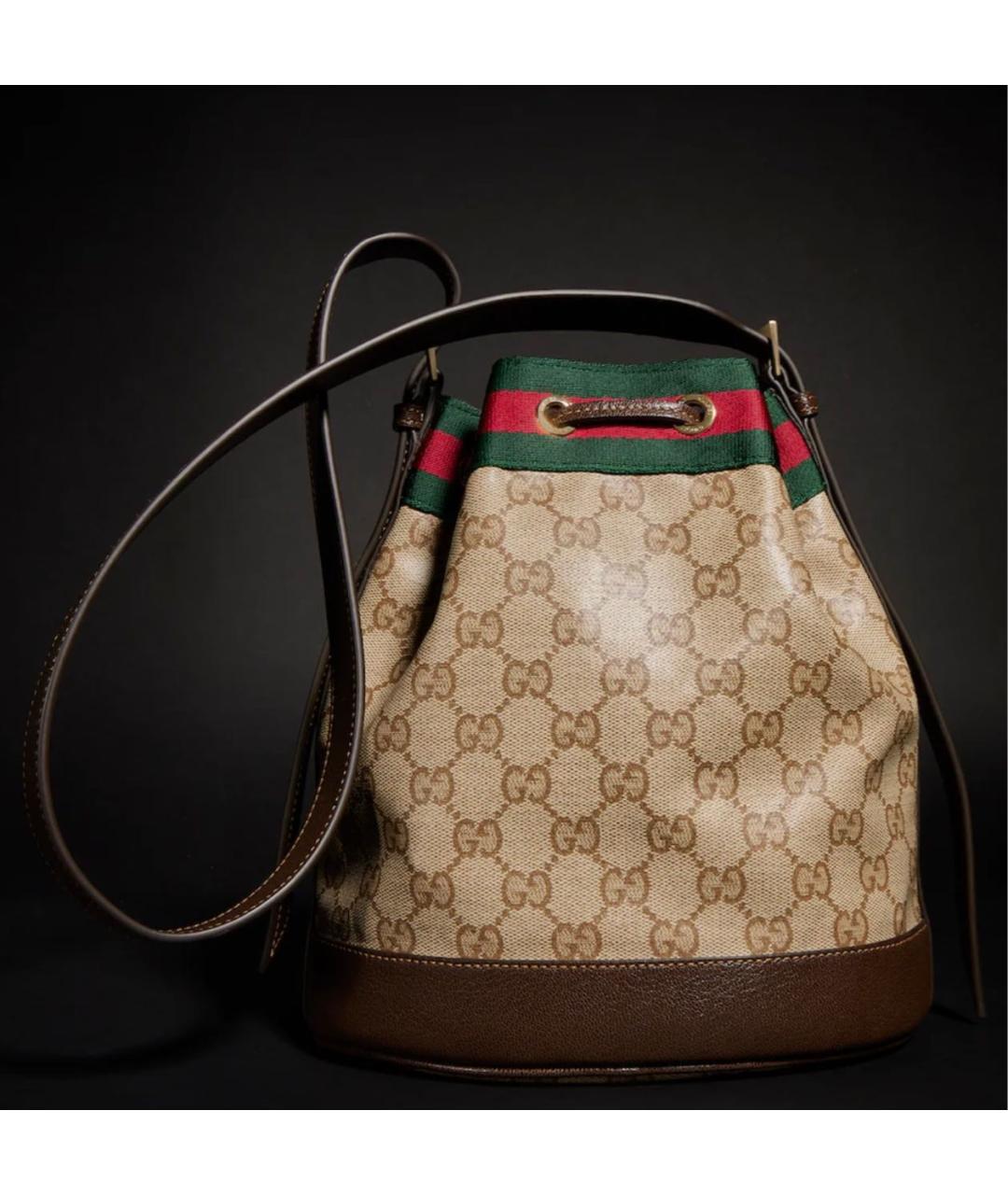 GUCCI Бежевая сумка через плечо из канвы, фото 4