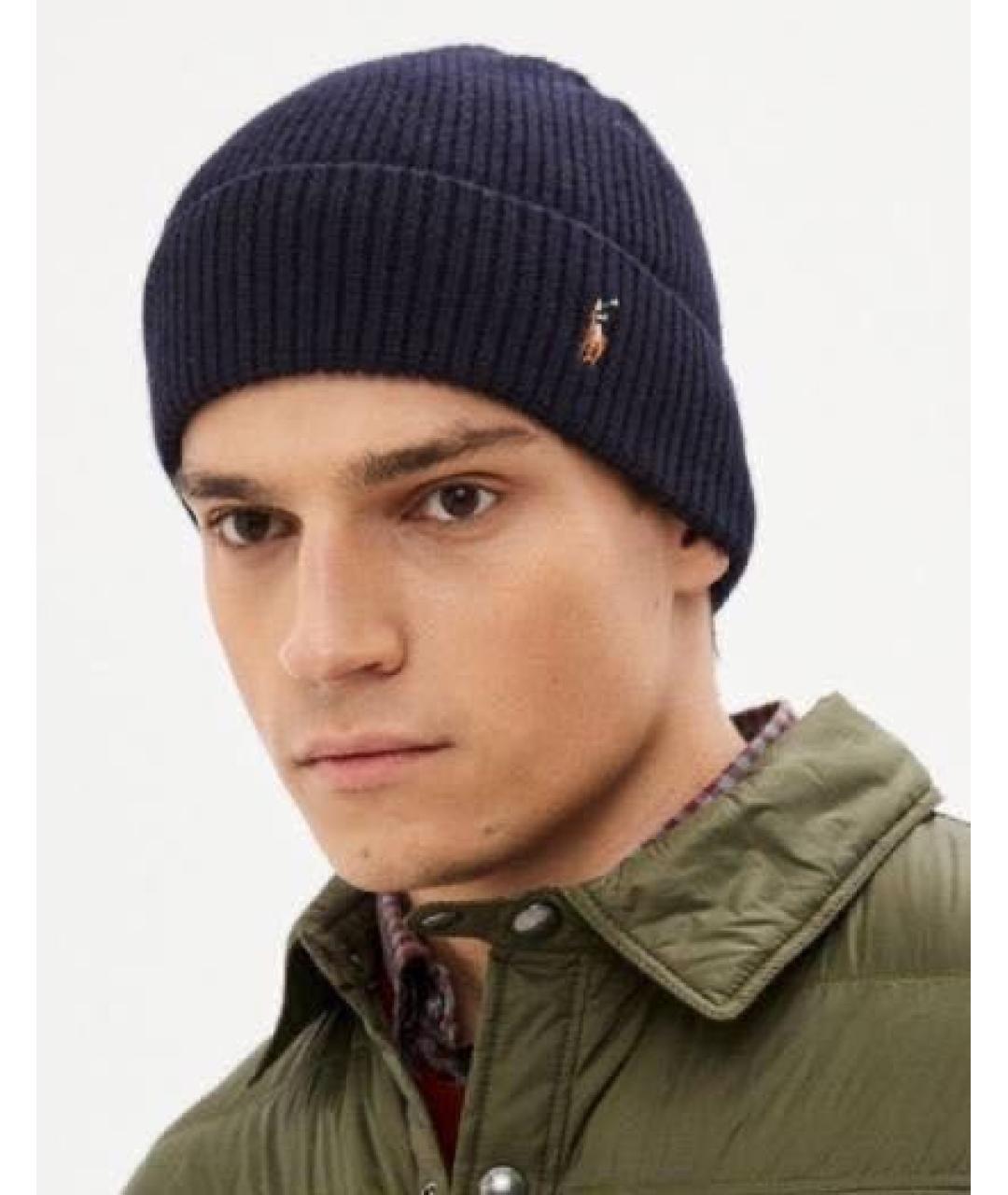 POLO RALPH LAUREN Темно-синяя шерстяная шапка, фото 2