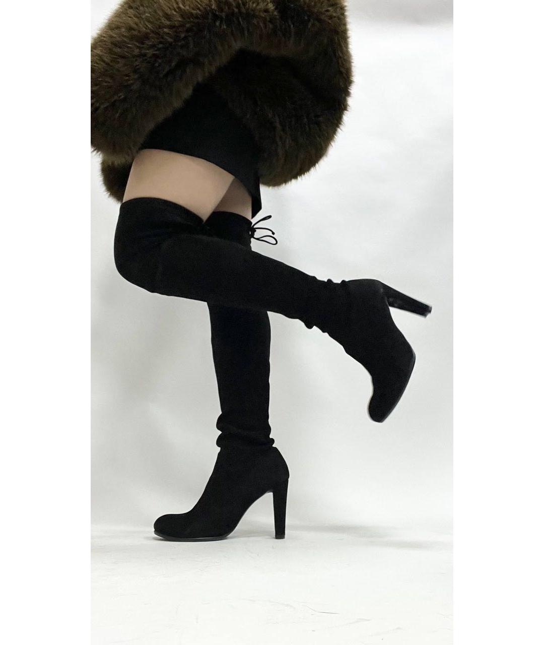 STUART WEITZMAN Черные замшевые ботфорты, фото 6