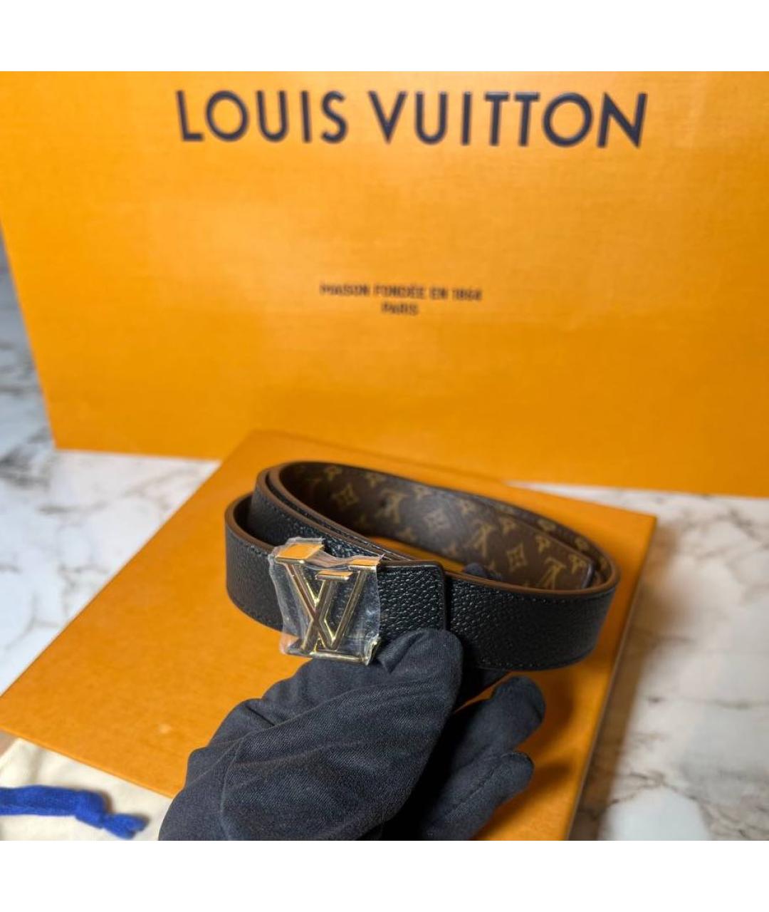 LOUIS VUITTON Коричневый кожаный ремень, фото 3