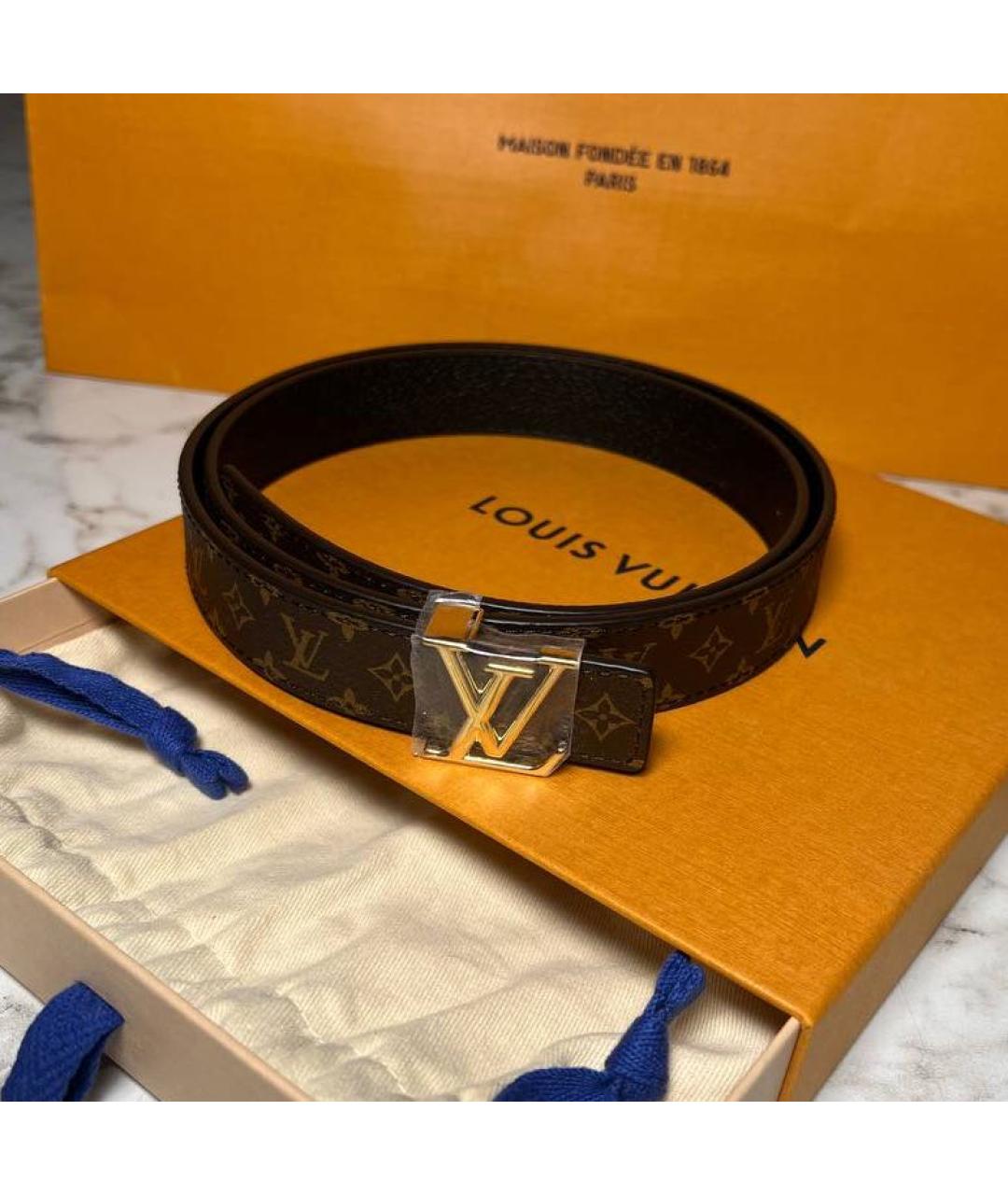 LOUIS VUITTON Коричневый кожаный ремень, фото 5