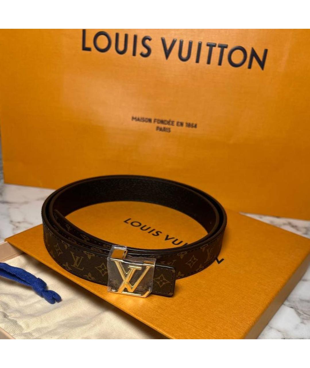 LOUIS VUITTON Коричневый кожаный ремень, фото 4