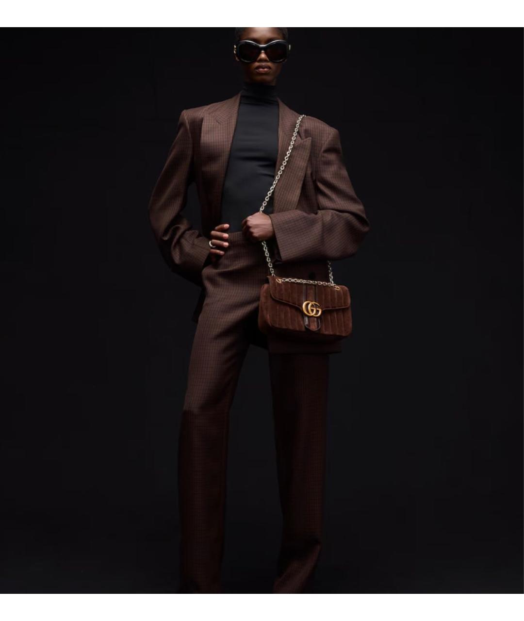 GUCCI Коричневая замшевая сумка через плечо, фото 3