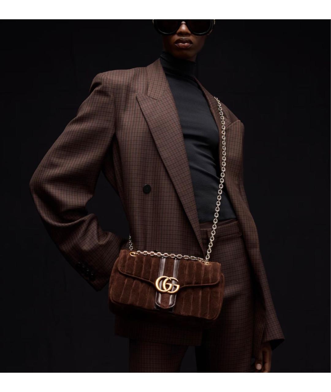 GUCCI Коричневая замшевая сумка через плечо, фото 4