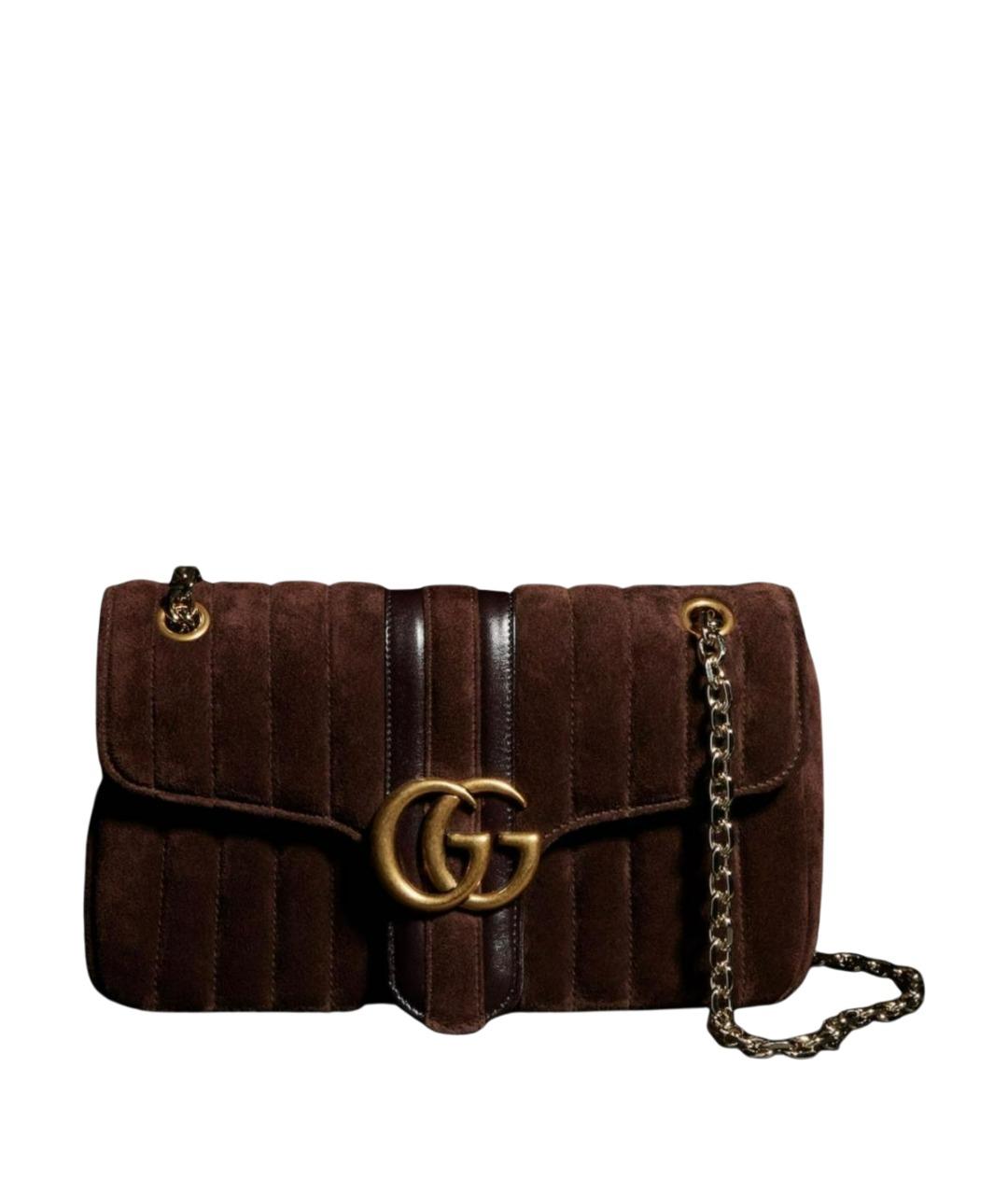 GUCCI Коричневая замшевая сумка через плечо, фото 1